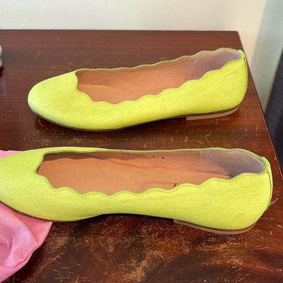 fs/ny French Sole Green waxed cloth Ballet Flats - Picture 3 of 7
